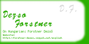 dezso forstner business card